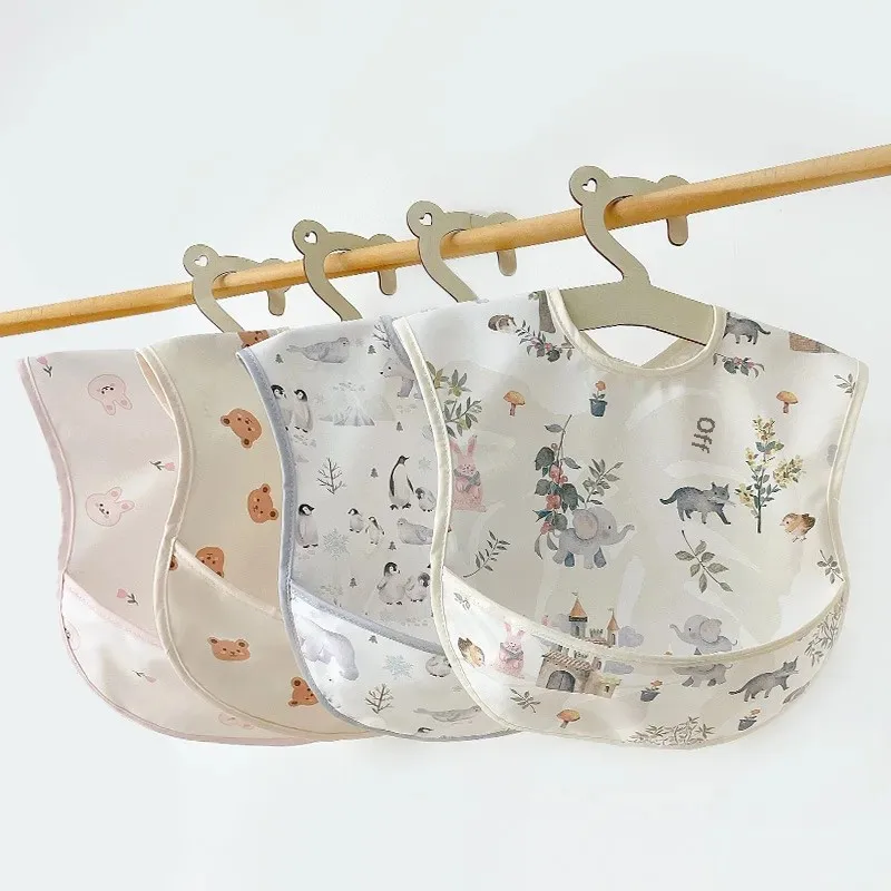 Waterproof Baby Bibs for Eating Baby Food PU Coated Children's Aprons Anti-Mess Feeding Smocks Made in China Suitable for Babies