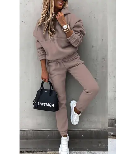 Women Two Piece Set Tracksuit Solid Color Suit 2025 Autumn Trouser Suits Female Sweatshirt Sports Hoodie Sportswear Pants Sets - Image 4
