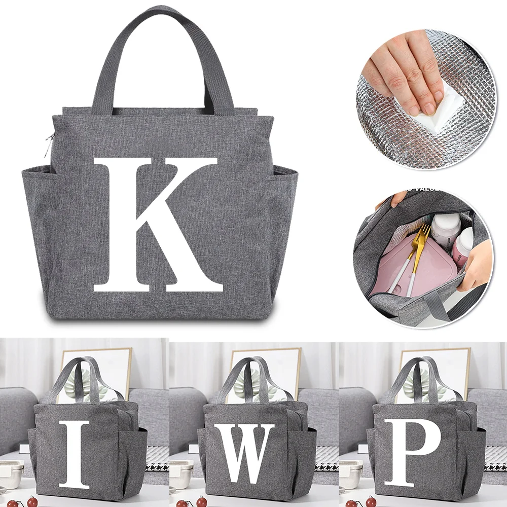 

Insulated Lunch Bag for Women Kids Cooler Bag Thermal Bag Portable Lunch Box Large Capacity Tote Food Picnic Bags White Pattern