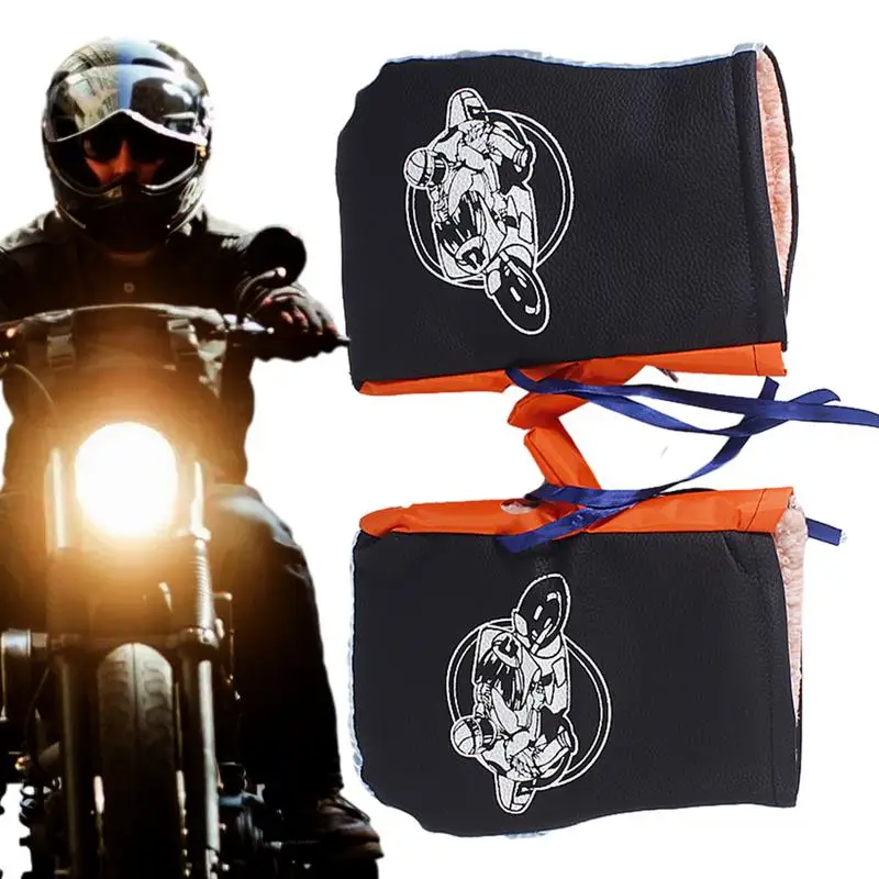 

Handlebar Gloves Waterproof Bike Hand Warmer Cycling Mittens Thickened Universal Thermal Gloves With Reflective Strips For