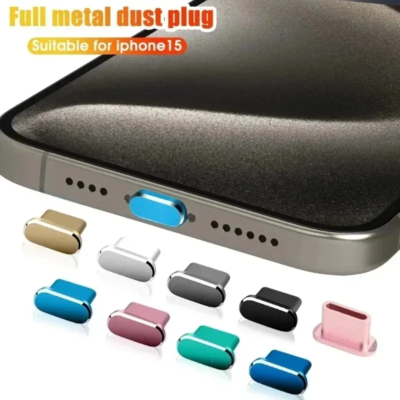 Metal Dust Plugs Type C Charging Port Protector Stopper Cap Cover for IPhone 15 Pro Max 15 Plus Anti-Dust Plug Protective Caps