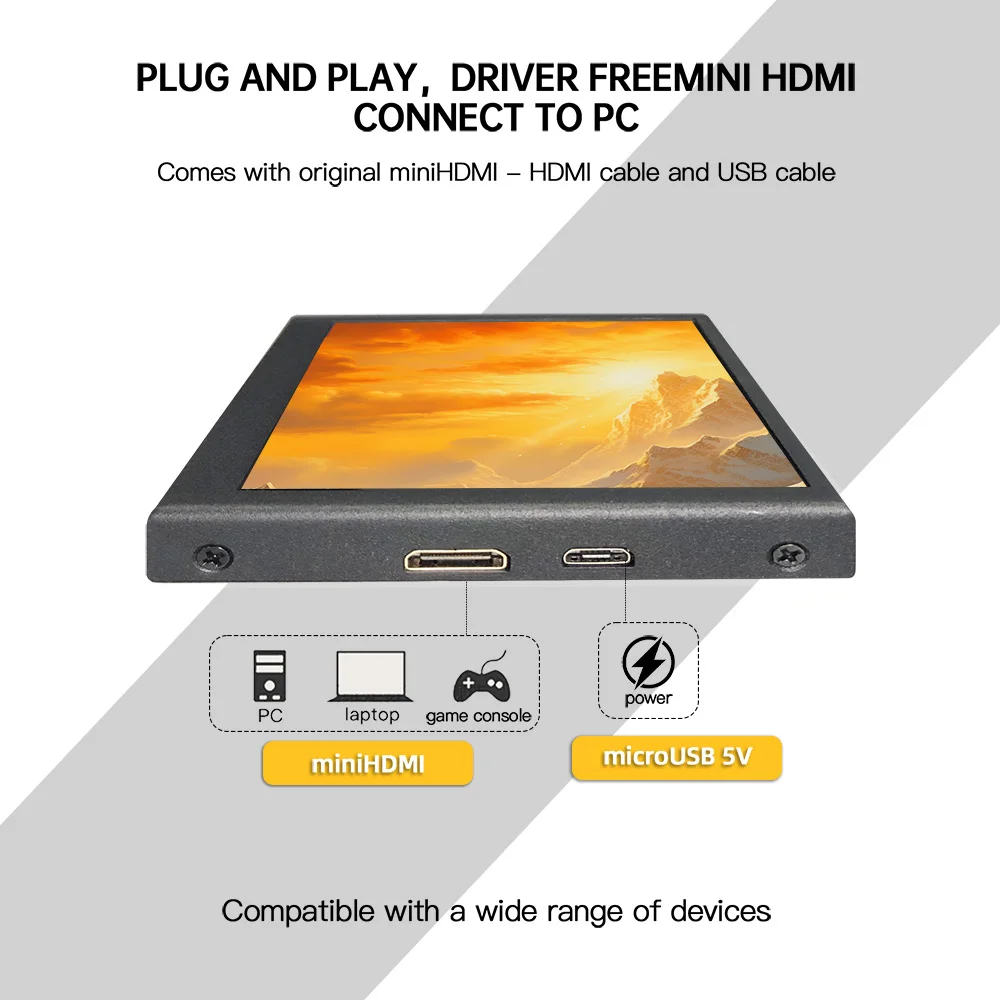 MOTERESO 미니 모니터 5인치 HDMI USB 전원 공급 800x480 IPS LCD 소형 화면 디스플레이 Aida64 PC 케이스 온도 모니터링용
