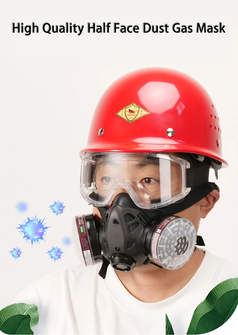 Schwarze Staub gas Atemschutz maske Halb gesicht Industrie maske Brille P-A-1 Filter box zum Lackieren Sprühen Schweißen Arbeits sicherheit – Detail 3