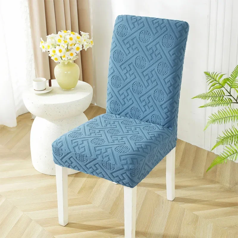 Jacquard Chair Cover for Dining Room Stretch Jacquard Dining Chair Cover Slipcover Elastic Spandex Kitchen Chair Cover 3