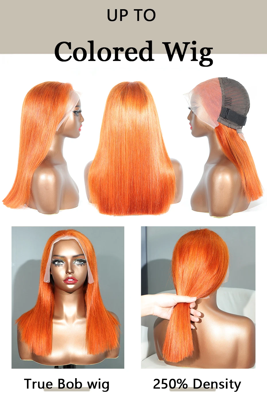 13x4 Ingwer-Orange 15A Rohes Vietnamesisches Knochenglatte Doppelt Gezogene Perücke Lace Front Bob Farbige Perücke Vorgezupft 100% Echthaar 18 Zoll – Detail 2