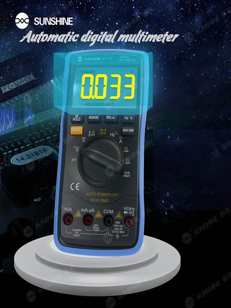 Multimeter SUNSHINE DT-17N Smart Multimeter Digital Professional Fully Automatic AC DC Voltage Current Resistance Measurement 6