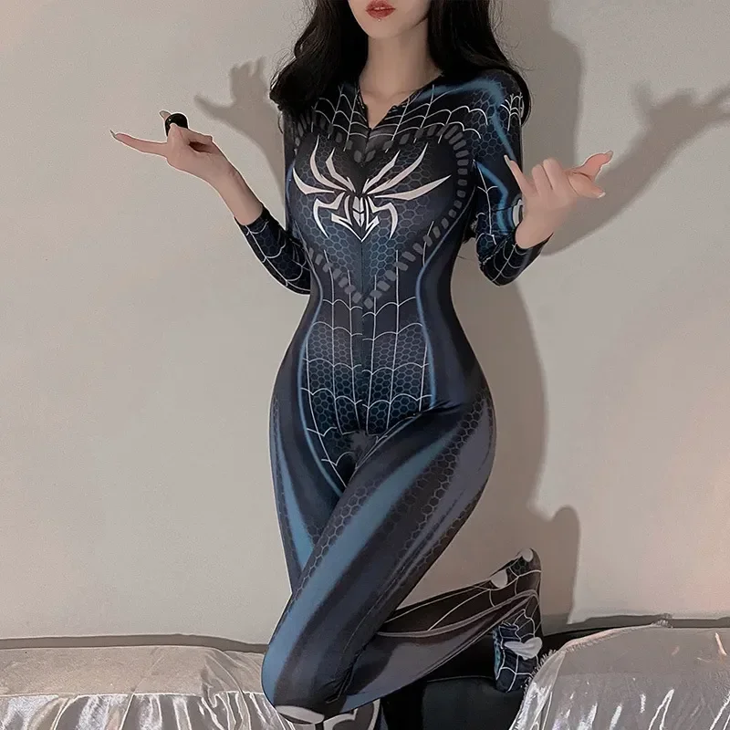 Anime Sexy Lingerie Erotic Underwear Spider Woman Uniform Temptation Chest Zipper Open Crotch Jumpsuit Cosplay Costumes women lingerie,women lingerie set,women cosplay costume