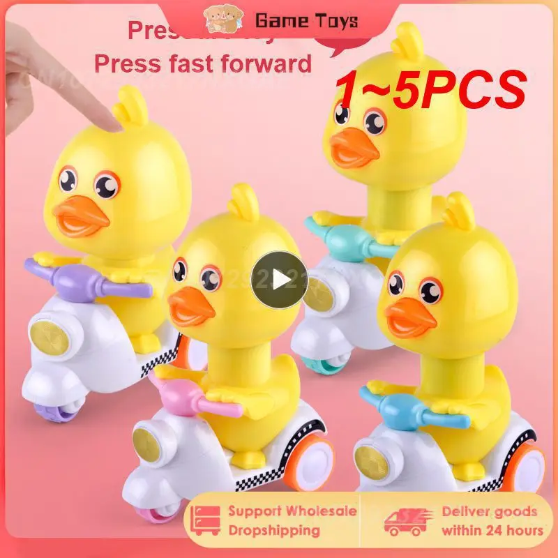 

1~5PCS No not need battery press then return cart little yellow duck motorcycle inertia pressure cute duck press duck toy
