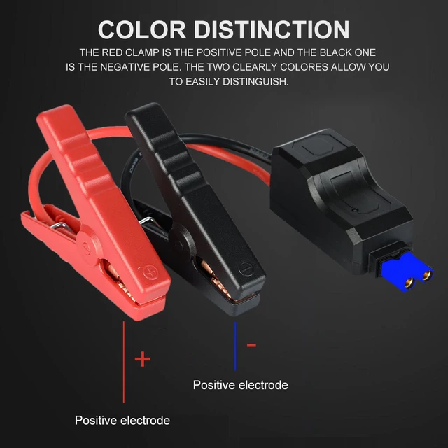 12V Car Jump Starter Smart Clip Cable EC5 Plug Connector Car Emergency Start Power Cable Anti Reverse Alligator Clip for 1.5-6L 4