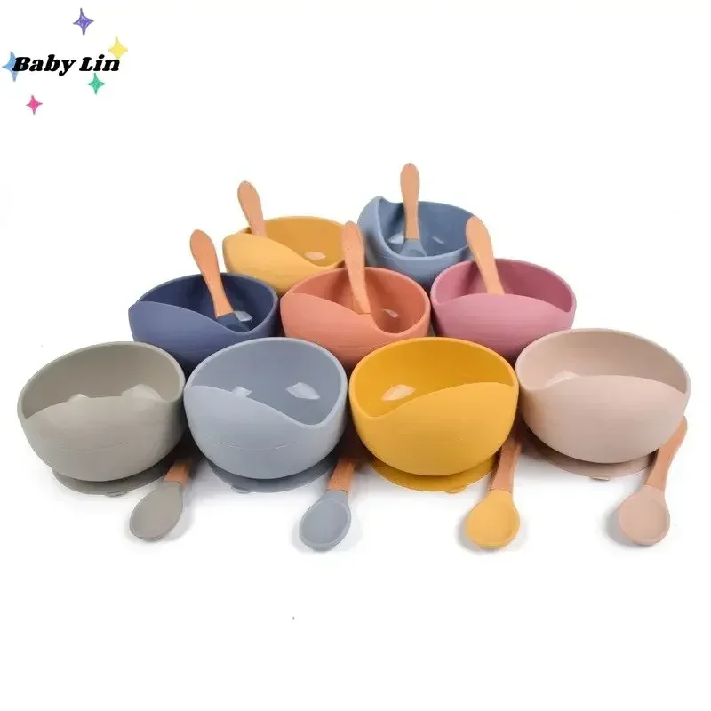 Baby Soft Silicone Spoon Candy Color Safety Baby&lsquo; Learning Wood &lsquo;Spoon Non-Slip Spoon&rsquo; Children Kids Boy Girl Food Feeding Tools
