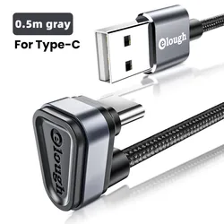 Enhanced USB Type C Cable, 2.4A Fast Charging Data Cord with 180 - Degree USB Design (0.5m gray)