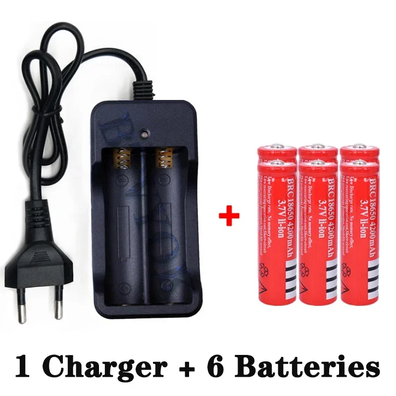 

3.7V 4200mAh Capacity Rechargeable Battery Li-ion Rechargeable Battery For Flashlight Torch Battery+18650 Battery Charger