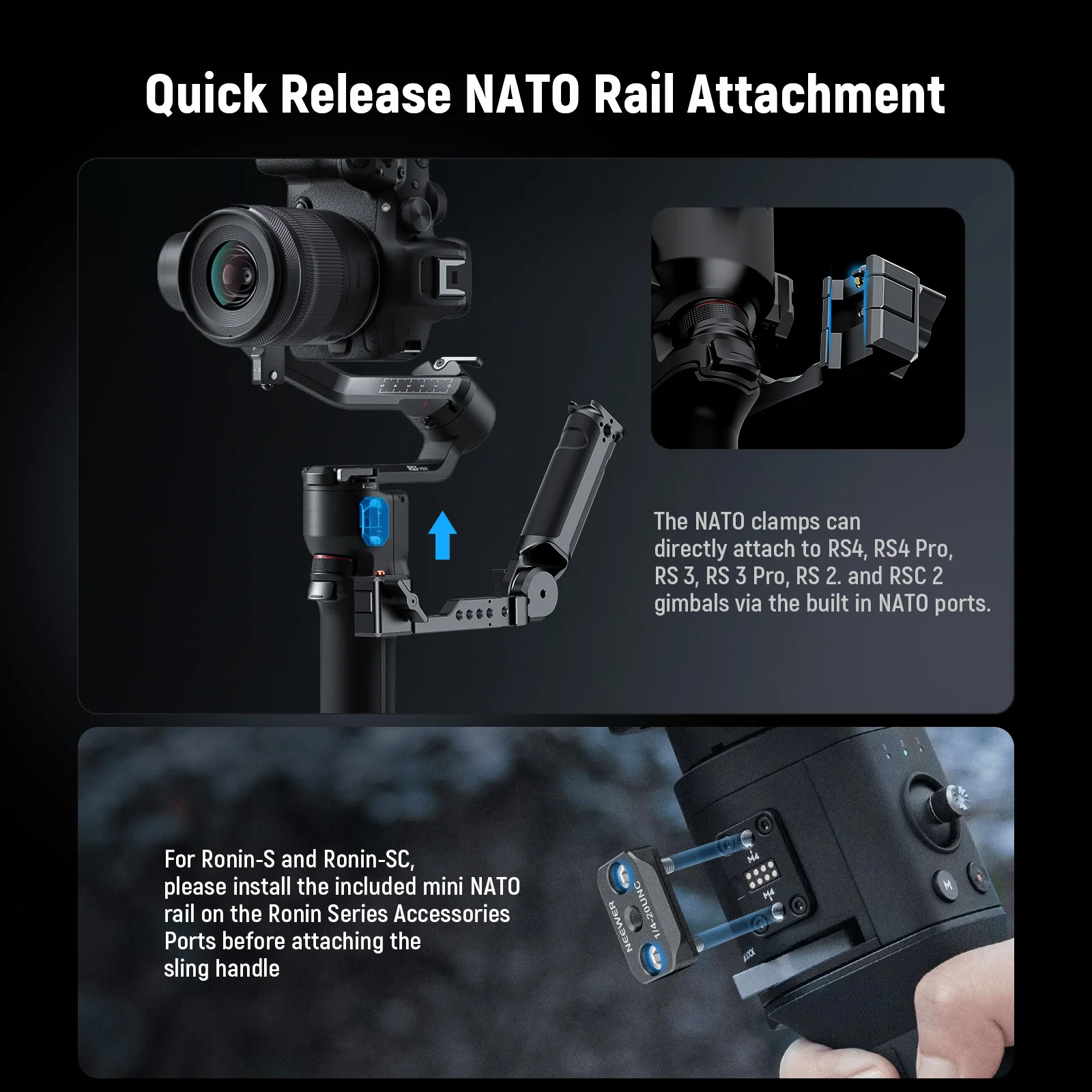 Gimbal Sling Handgrip Compatible with DJI RS 2 RSC 2 RS 3 RS 3 Pro RS 3 Mini Han