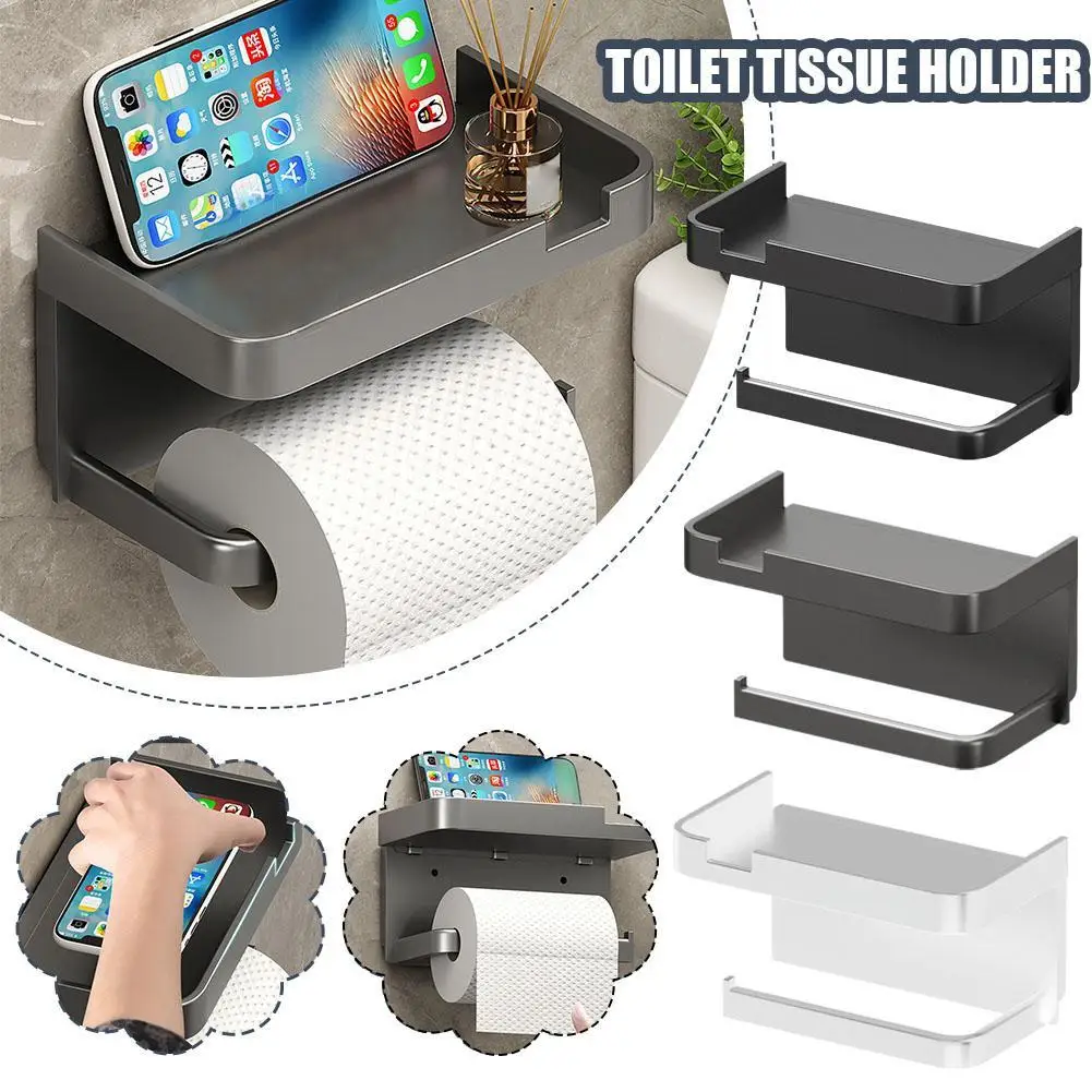 NEW Toilet Paper Holder Plastic Storage Rack Wall Mounted WC Paper Phone Holder Shelf For Bathroom Kitchen Toilet Paper Roll Hol