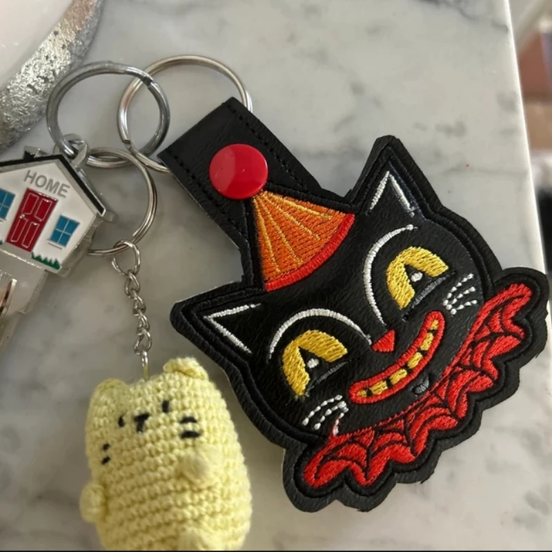 DUOWEI Cute Halloween Nero Gatto Portachiavi Accessori Auto Per Le Donna Ragazza Adolescenti Charms Regali (Gatto E