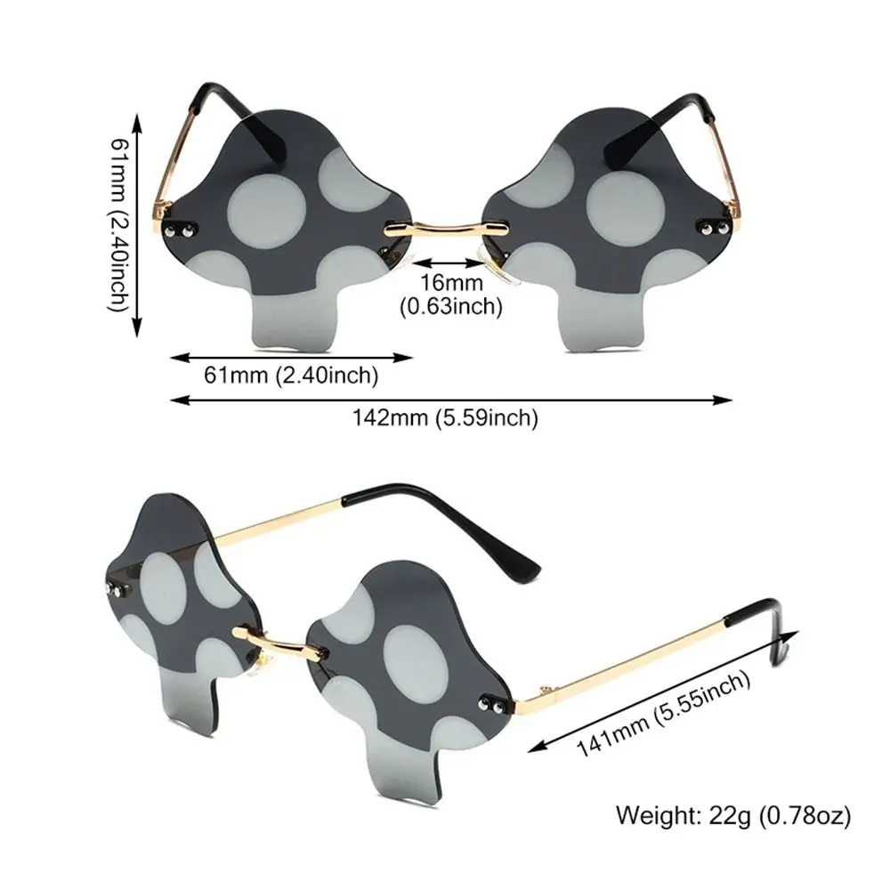 Mushroom Shape Sunglasses Irregular Rimless Sun Glasses Trendy Fun Sunglasses for Women Men Halloween Party Cosplay Eyewear_voghion.com