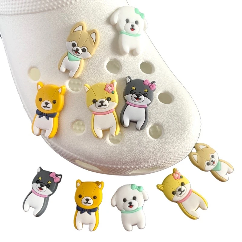 

Hot Sales 2Pcs PVC Cute Dog Shoe Charms Pin for Accessories Sandals Wristband Decorations Kids Party Gifts