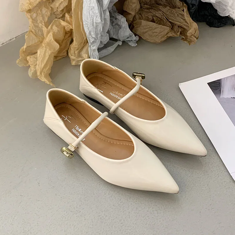 Fashion Buckle Strap Women Mary Janes Flats Shoes Female Shallow Footwear Comfortable Daily Pointed Toe Ladies Flats With Shoes 4