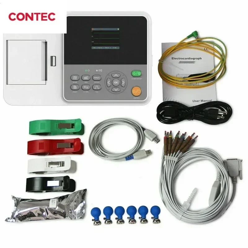 CONTEC E3M Digital Colorful HD Display ECG Monitor 3 Channel EKG Machine 12 Leads Quick Boot Electrocardiograph