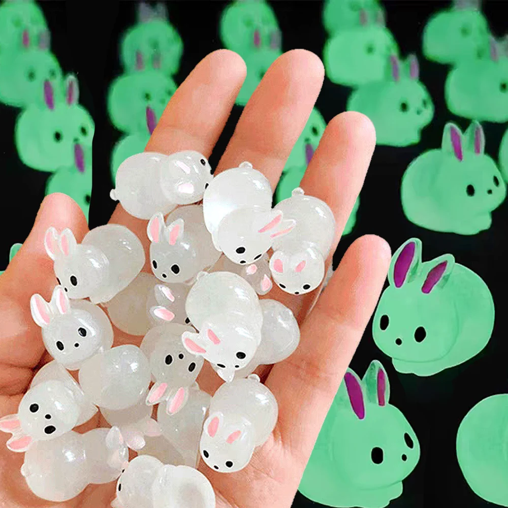 10/2Pcs Mini Glow Rabbit Ornament Nightglow Animal Figurines Car ...