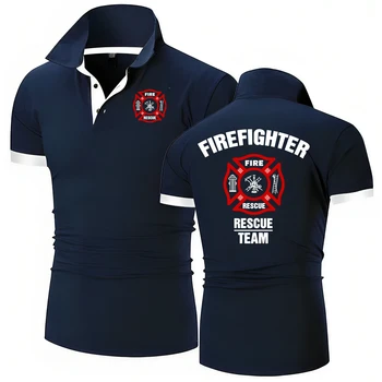 Polo della squadra di salvataggio dei vigili del fuoco Polo estiva da uomo a maniche corte di alta qualità Casual All-Match Slim Fit Polo Top