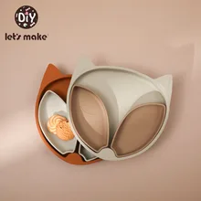 

Let’s Make 1Set Baby Silicone Fox Bowls Sucker Plates Suction Feeding Tablewar Dining Training Non-slip BPA Free Child Gifts