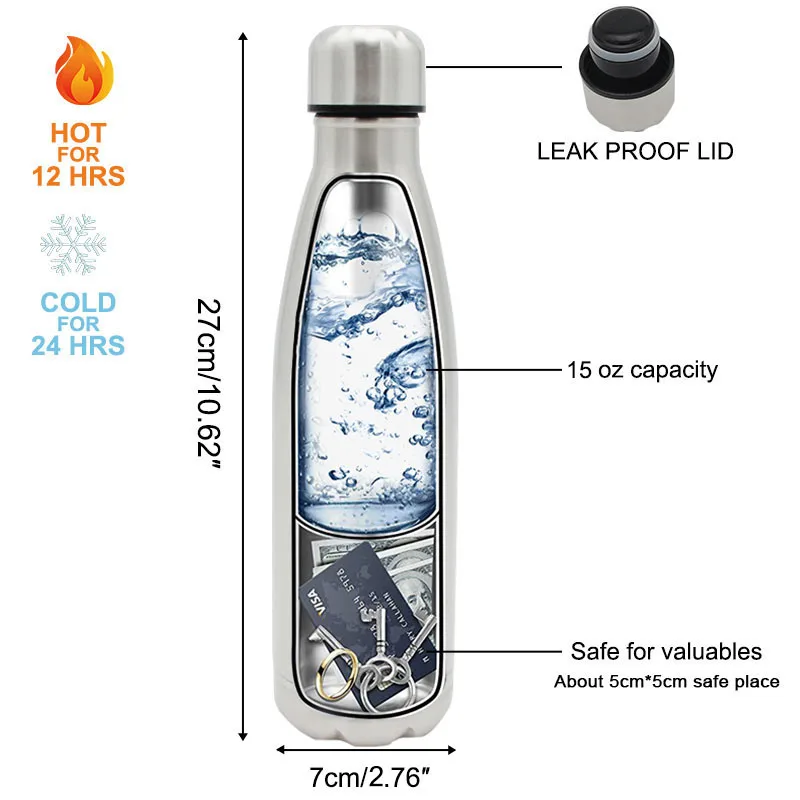 400ml Water Bottle with Hiding Phone Pocket Secret for Pill Organizer Water  Bott - AliExpress
