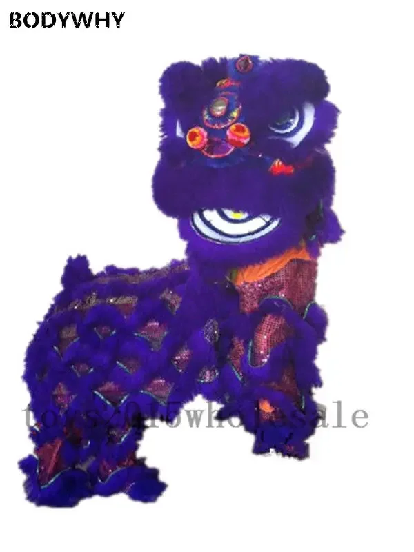 Folk Art Lion Dance Mascot Costume Pure Wool Blend Southern Lion For Two Kids Performance Costume