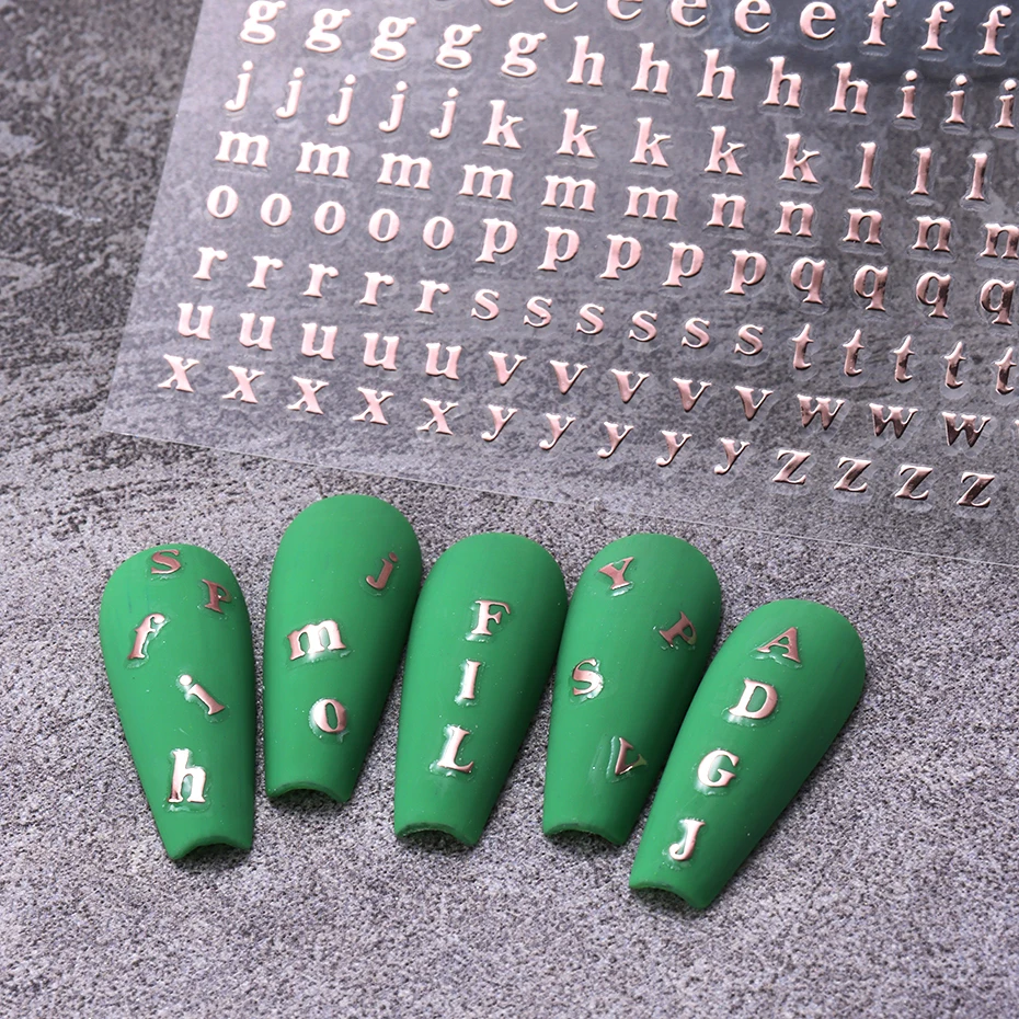 3/7pcs English Letter Nail Stickers Golden Silver Black Alphabet Design Nail Decal Sliders Manicure Decor For Nail Tips Beauty