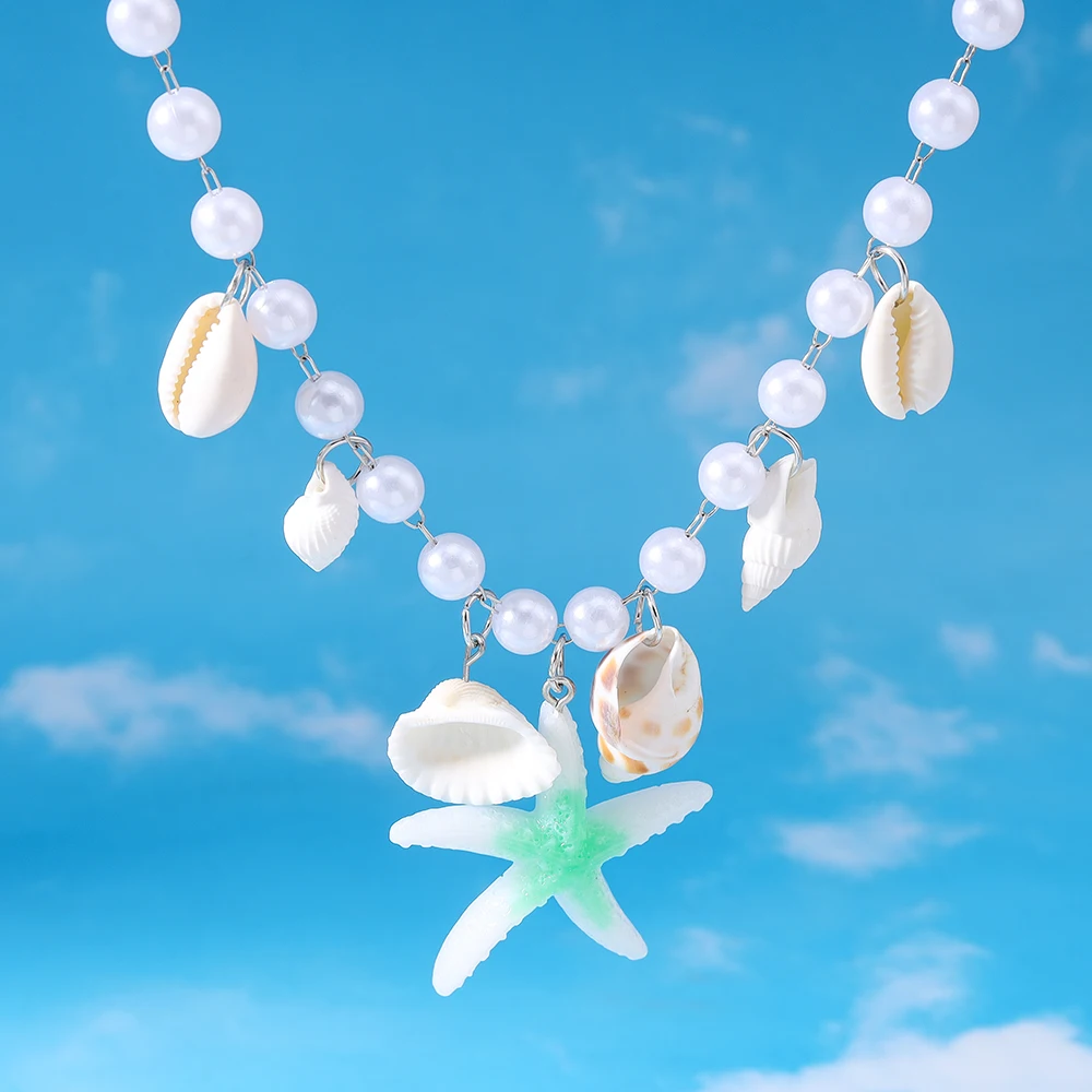 Aihua Neue Mode Perlen Seestern Muschel Shell Halsketten Choker Aussage Halsketten Für Frauen Mädchen Sommer Strand Schmuck Geschenke – Detail 4