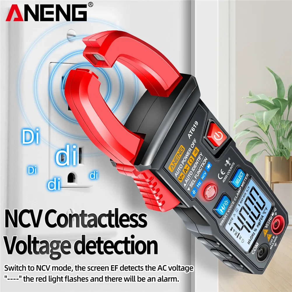 ANENG AT619 Digital Clamp Multimeter AC/DC Electrical Current Tester Voice Broadcast 4000 Counts Auto-ranging Measurement Tools