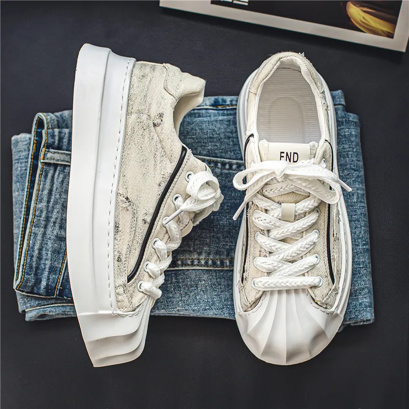 

Кроссовки мужские на толстой нескользящей подошве, дышащие сникерсы, повседневная однотонная обувь на плоской подошве, осень