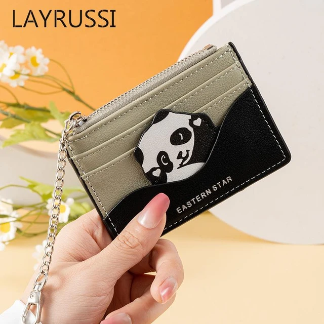 Women Key Chain Coin Purse Leather Zipper Wallet Fashion Small Purse Money  Bag Lady Solid Color Clutch Change Pouch Coin Purse