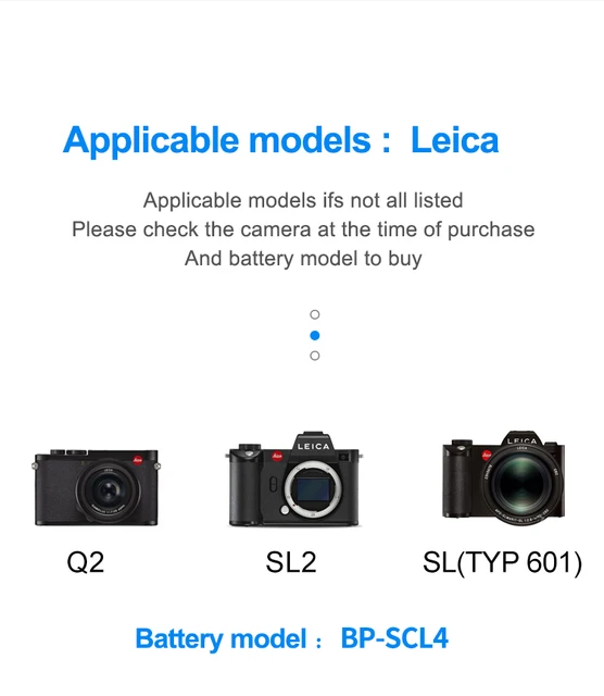 Hqix for leica q2 sl2 sl (typ 601) カメラBP-SCL4充電器