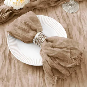 Ensemble de 12 serviettes en gaze, étamine, grill, en vrac, pour la maison, mariage, saint-valentin, décoration de table 1
