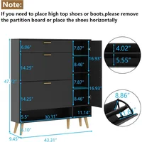 Shoe Rack Cabinet, Free Standing Shoes Storage Organizer Cabinet with 2 Flip Drawers, Entryway Narrow Shoe Rack Storage 2
