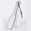 31.5cm Silvery PU Leather Paddle Riding Crops Flogger Horsewhips Grid Pattern Spikes Leather Spanking Paddle 2