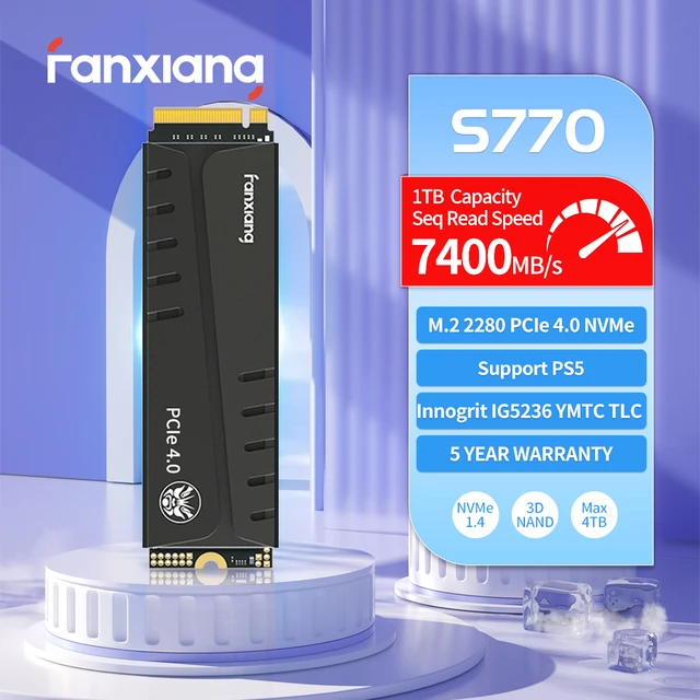 Fanxiang S770 SSD avec Dissipateur Thermique - 2 To - SSD M.2 Interne -  PCIe 4.0 M.2