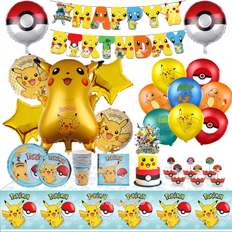 Pokemon Birthday Party Decorations Pikachu Foil Balloons Disposable