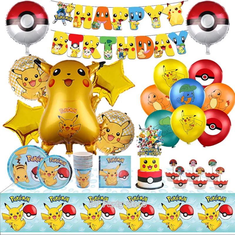 Pokemon decorazioni per feste di compleanno palloncini Foil Pikachu  stoviglie usa e getta piatto tovagliolo sfondo per bambini forniture per  feste ragazzo - AliExpress