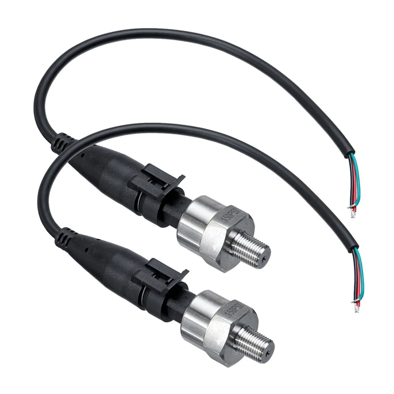 2Pc 150Psi DC5V 1/8NPT Pressure Transducer Transmitter Sensor Stainless Steel Oil Air Water Fuel Transmitter