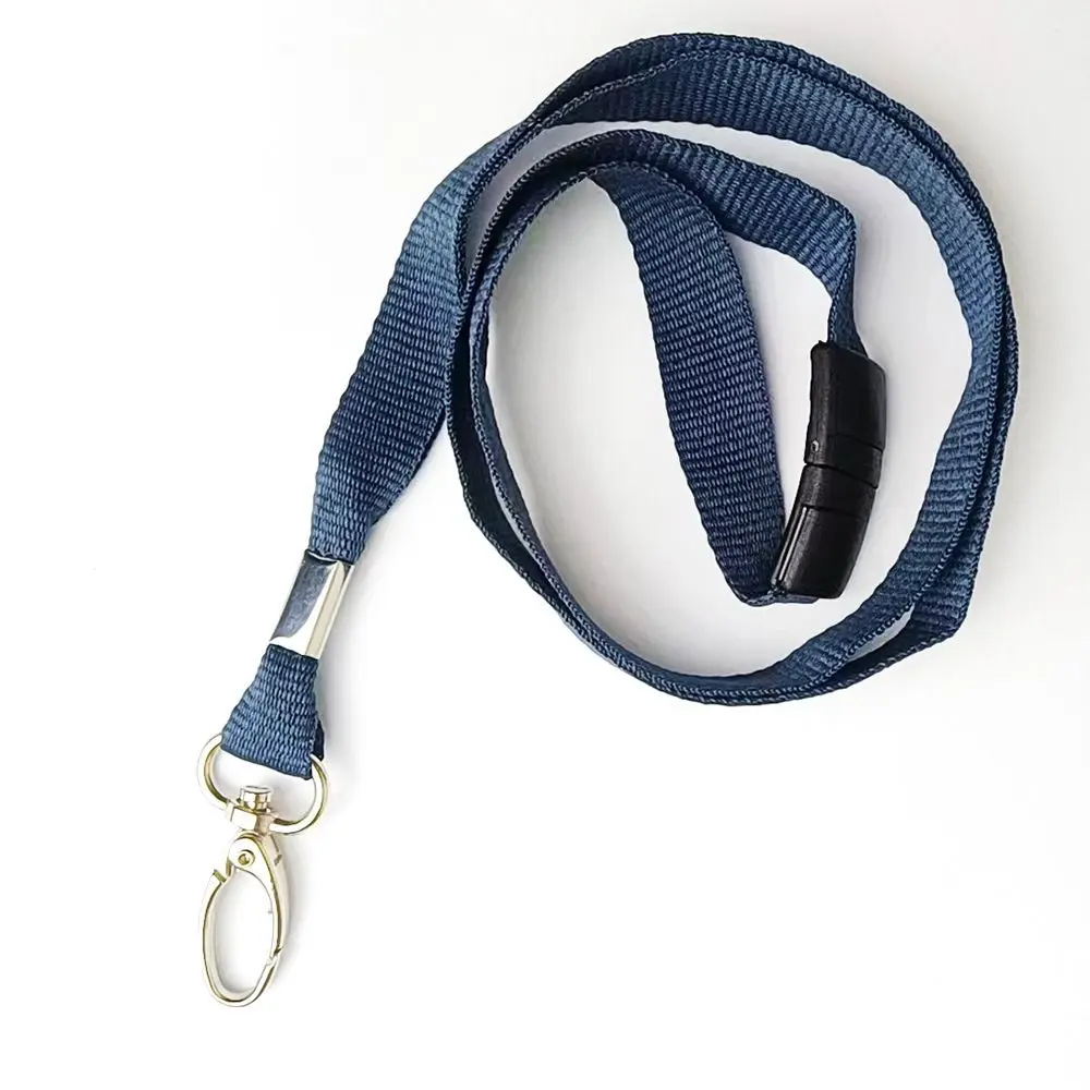Solid Color Safety Break Metal Clip Lanyard with Lobster Clasp for ID Card Holder (90 cm Length)
