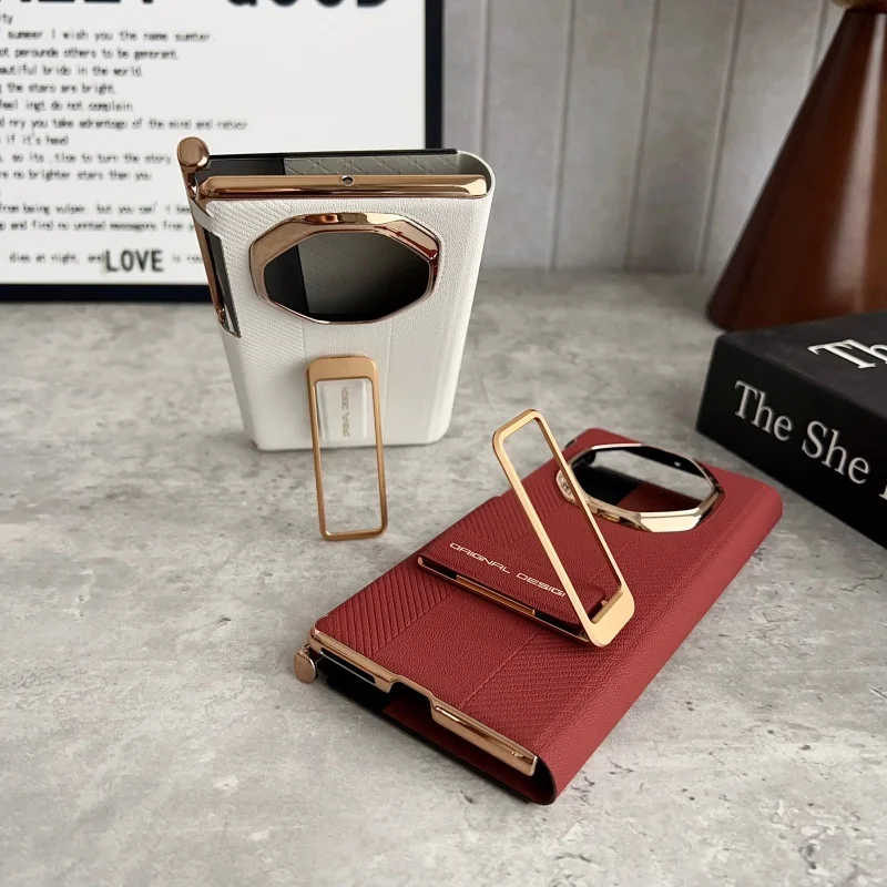 Luxury Dual Strap Leather Case with Dual Hinge Protection & Smart View Window