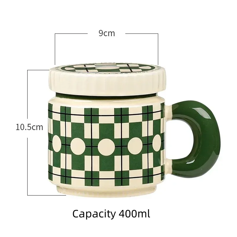 400ml Ceramic Coffee Mug with Lid - كوب قهوة سيرام...
