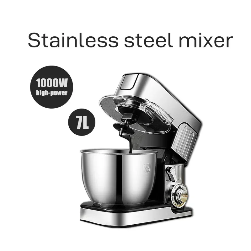 7L Stainless Steel Electric Food Stand Mixer 6-Speed Kitchen Chef Egg Whisk Dough Cream Blender Juicer Meat Grinder Mincer