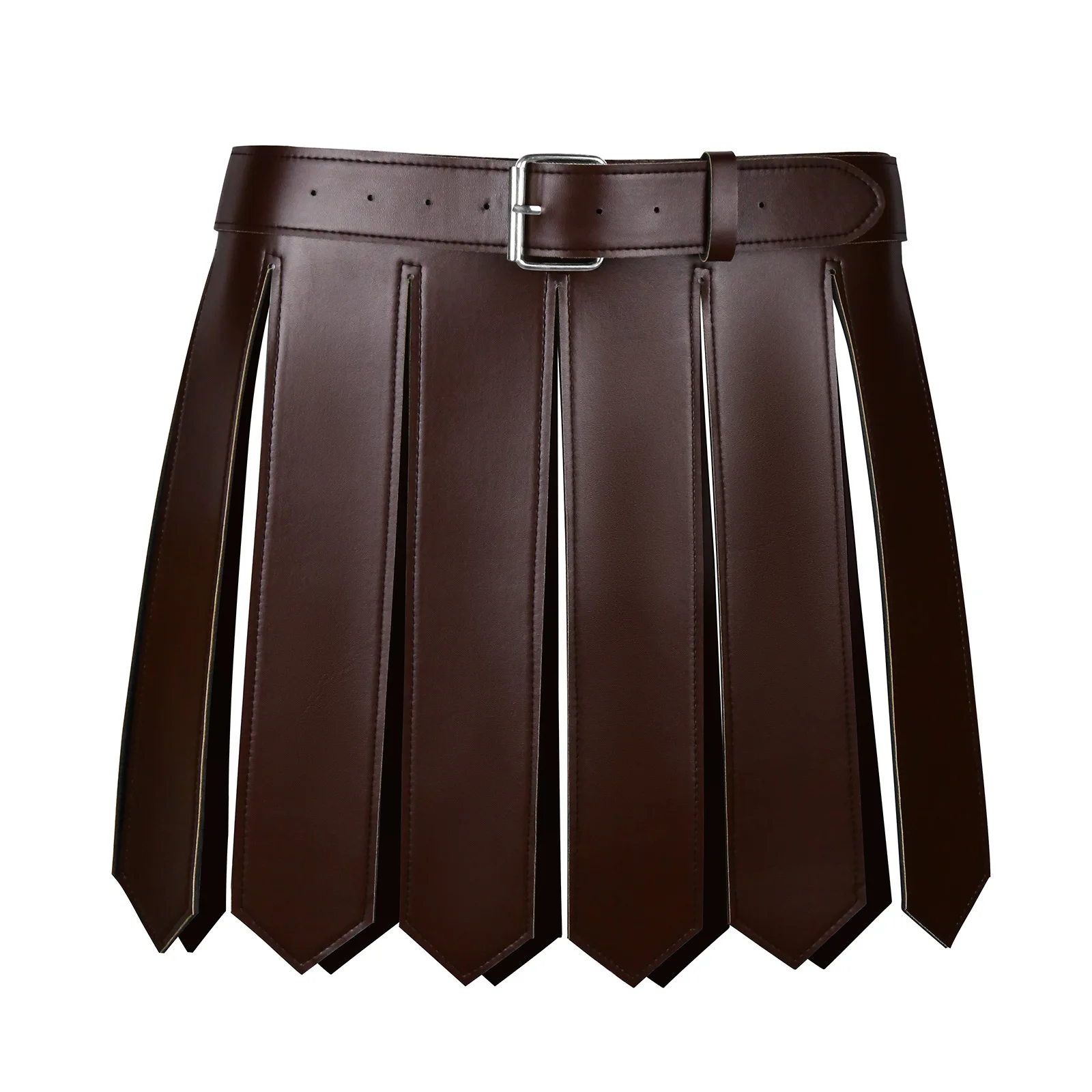 Costume da Guerriero Medievale Rinascimentale per Adulti, Gonna in PU Marrone/Nera, Grembiule Retrò da Pirata, Accessori e Oggetti di Scena - immagine 2