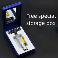 Men Classical Stainless Steel Razor with Box Pro Barber Facial Shaving Knife Protable Travel Shaver Salon Household Styling Tool