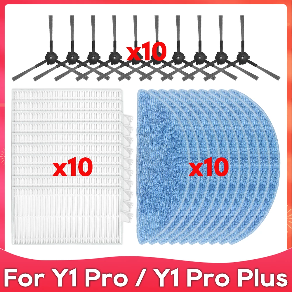 Compatible for ( Ecovacs YEEDI Y1 Pro / Y1 Pro Plus ) Robot Vacuum Cleaner Mop Hepa Filter Side Brush Part Accessory