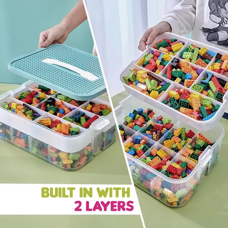 

Blocks Containers Storage 2 Layers Stackable Toy Box Drawer Organiser Creative Multifunctional Compartments Storage Supplies