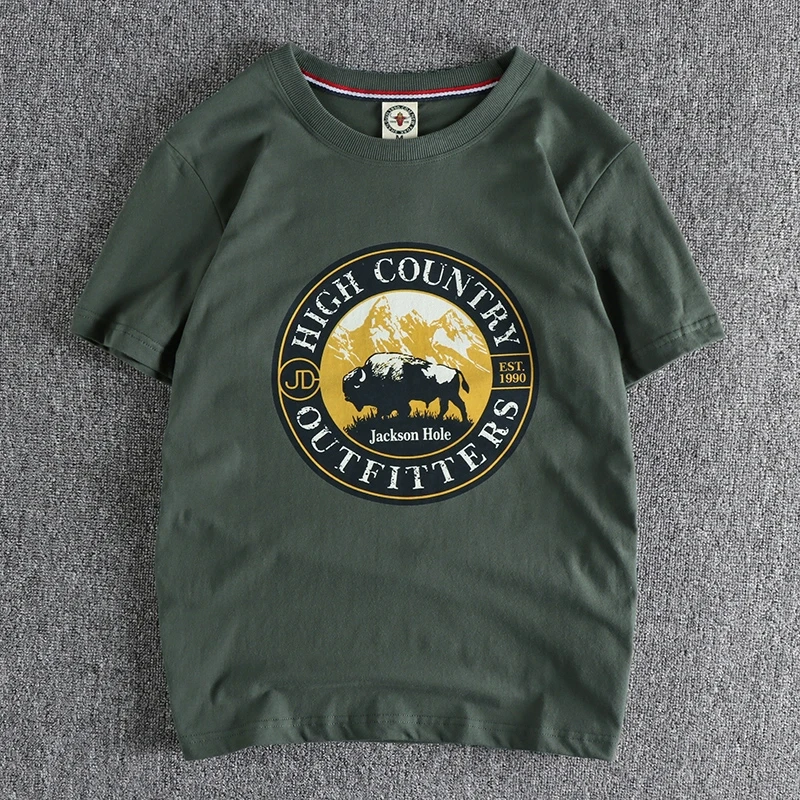 

Футболка мужская хлопковая с коротким рукавом, модный винтажный пуловер премиум-класса с принтом носорогов, Повседневная Уличная одежда для подростков, лето